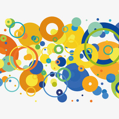 Colorful Abstract Background with Dots, Rings, Bubbles