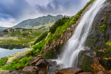 Plakat Mountain scenery and storm clouds in the Transylvanian Alps in summer