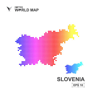 Map Of Slovenia Dotted Vector,Abstract computer graphic colorful
