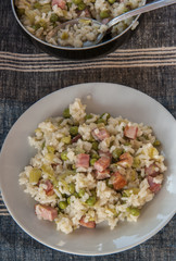 lemon risotto with bacon and peas