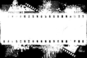 Grunge splashed  film strip frame on black background - 120876021