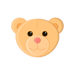 Cute teddy bear`s head, soft toy, animal illustration and art