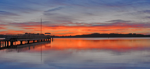 Seebrücke von Rechlin an der Müritz im Müritz Nationalpark,Mecklenburgische...