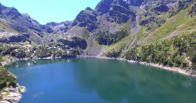 Aerial 4k - Valgerola - Valtellina (IT) - Vista aerea della Diga di Trona