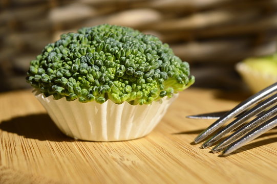 broccoli stylized as cupcake