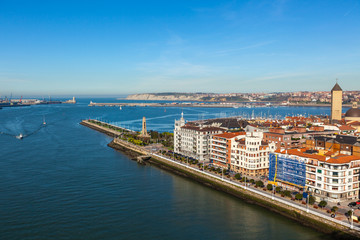 Fototapeta na wymiar El Abra bay and Getxo pier and seafront, Spain