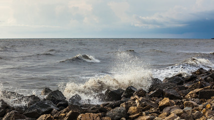 Georgia coast (Black sea) in storm, Poti