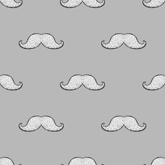 Black and white seamless pattern. Retro design element for t-shirt or wrapping design. Vintage style, hand drawn pen and ink