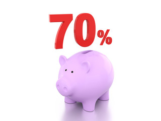 Seventy Percent with Piggy 3D Rendering Image