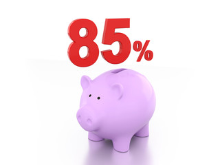 Eighty Five Percent with Piggy 3D Rendering Image