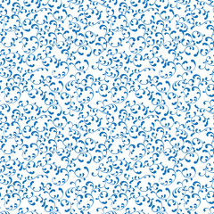 Hand drawn elegant floral seamless background in line art style.