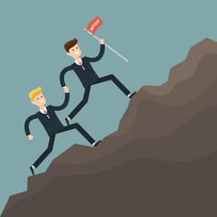 businessman teamwork overcome obstacles. vector