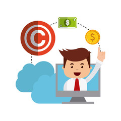 businessman avatar with copyright concept vector illustration, eps10