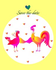 Wedding invitation. Year of the rooster.