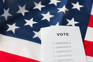 empty ballot or vote on american flag