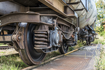 Bremssystem und Stoßdämpfer von einem Güterwagon