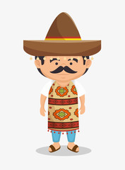 mexican man hat traditional dress design vector illustration eps 10