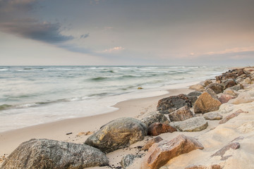 beautiful view of the Baltic Sea to the Polish town Rozewie