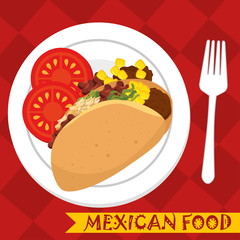 cartoon taco and tomato food mexican design isolated vector illustration eps 10