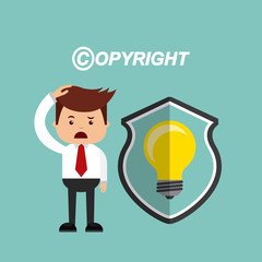 copyright set flat icons vector illustration design