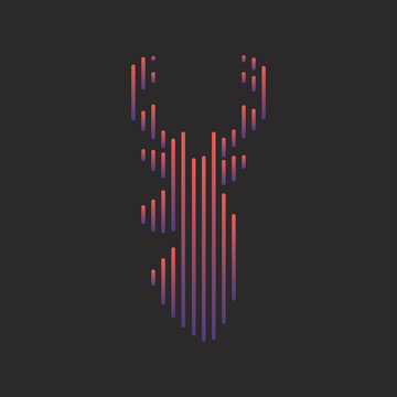 Deer logo concept. Striped colorful logo design. Eps10 vector deer logotype.