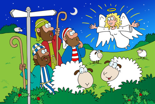 Angel and Shepherds cartoon