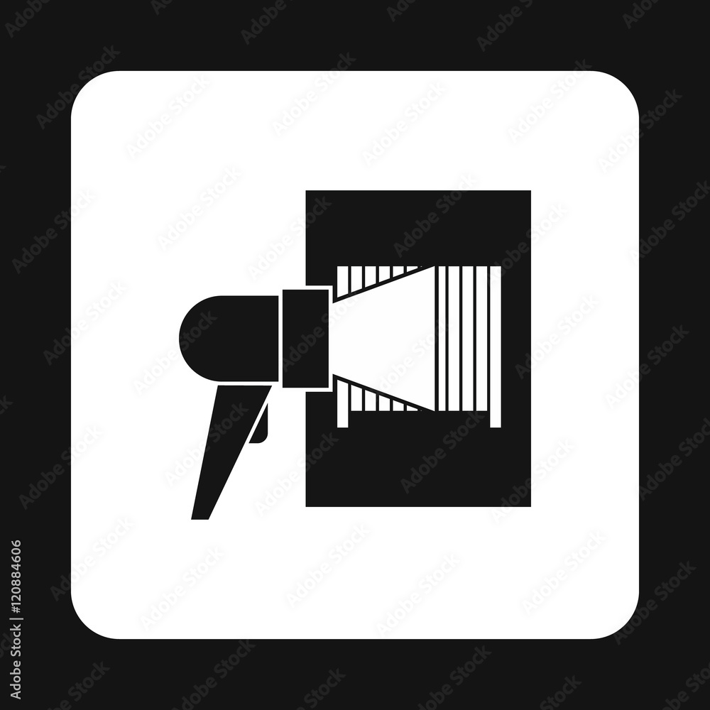 Poster bar code on cargo icon in simple style isolated on white background. equipment symbol vector illustr