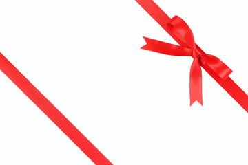 red ribbons with bow with tails isolated on white