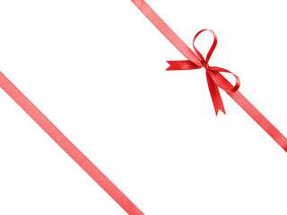 red ribbons with bow with tails isolated on white