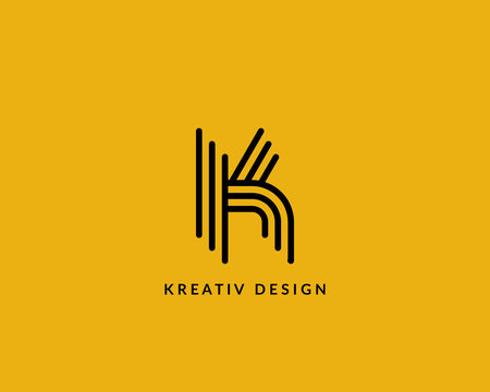 Letter "K" logo monogram. Creative line art design. Eps10 Vector line logotype.
