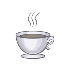 Cup of coffee icon in cartoon style isolated on white background vector illustration