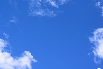 blue sky with soft white clouds copy space in center area