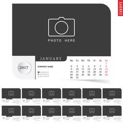 calendar templates 2017 for Europe illustration