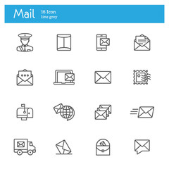 Mail icons line set