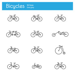 Bicycles icons line