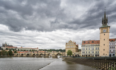 Panorama Of Prague On A Cloudy Day, Czech Republic