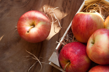 Apples in a wooden box