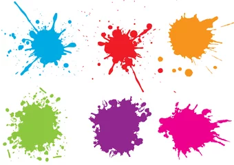 Gordijnen Colorful paint splatters.Paint splashes set.Vector illustration. © mrspopman