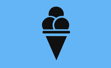 Vector black ice cream symbol on flat background