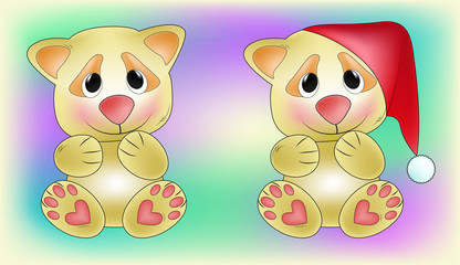 милые зверюшки, душевная открытка на рождество и новый год (подойдет и на день рождения)