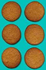 Cookies seamless pattern on blue background
