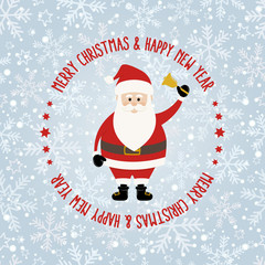 Santa Claus at Snowflake Seamless Pattern Background with Greeti