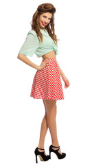 Young pinup woman isolated