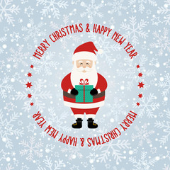 Santa Claus at Snowflake Seamless Pattern Background with Greeti