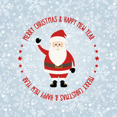 Santa Claus at Snowflake Seamless Pattern Background with Greeti