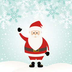 Lovely Santa Claus at Winter Background with Greetings