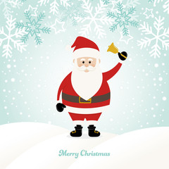 Lovely Santa Claus at Winter Background with Greetings