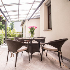 Neat rattan chairs and table