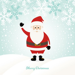 Lovely Santa Claus at Winter Background with Greetings