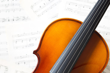 Naklejka premium violin on music sheet